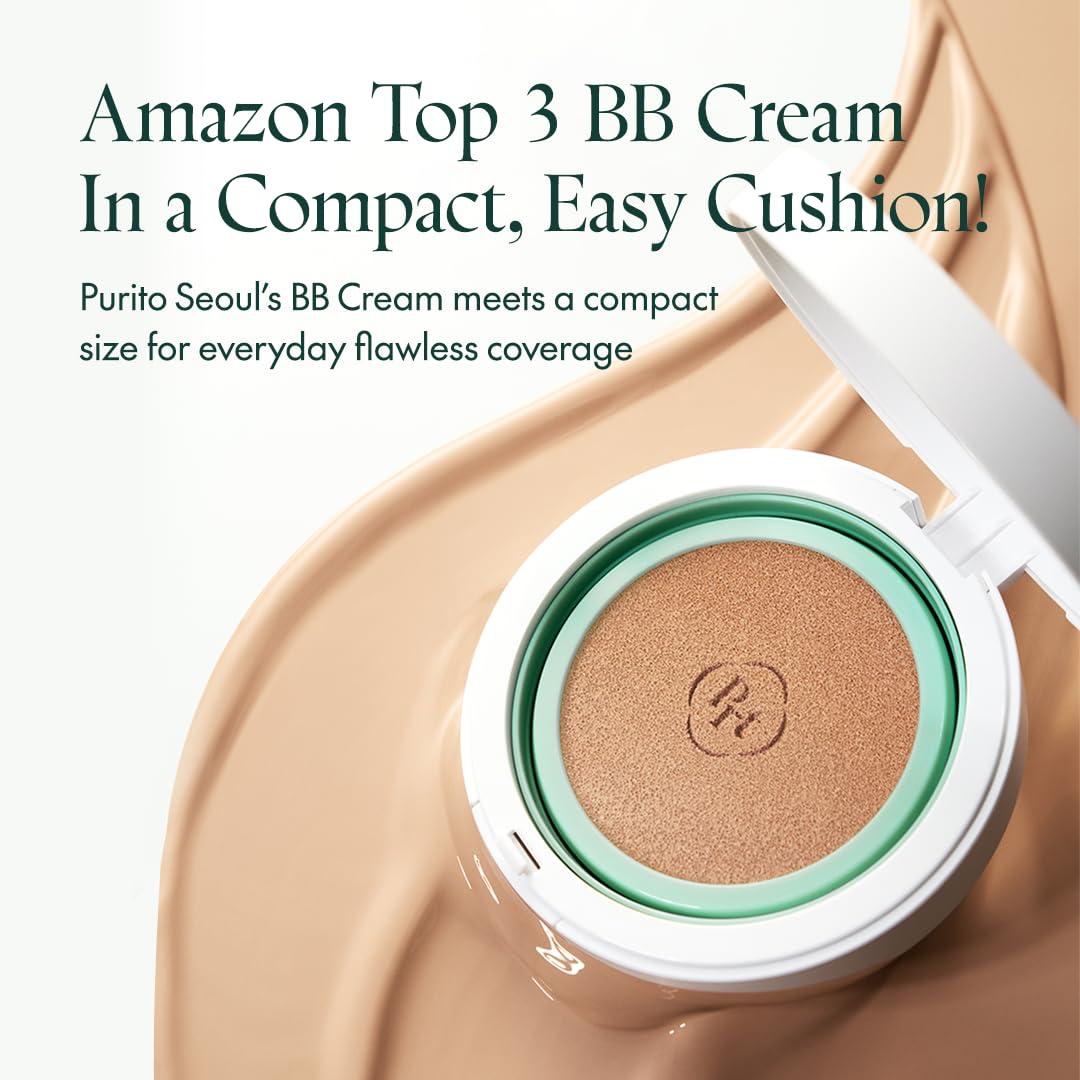 PURITO PURITO SEOUL Wonder Releaf Centella BB Cushion #21 Light Beige, Foundation, Korean Centella, Makeup Long Lasting, Flawless Coverage, K-Beauty, 15g, 0.52 fl.oz