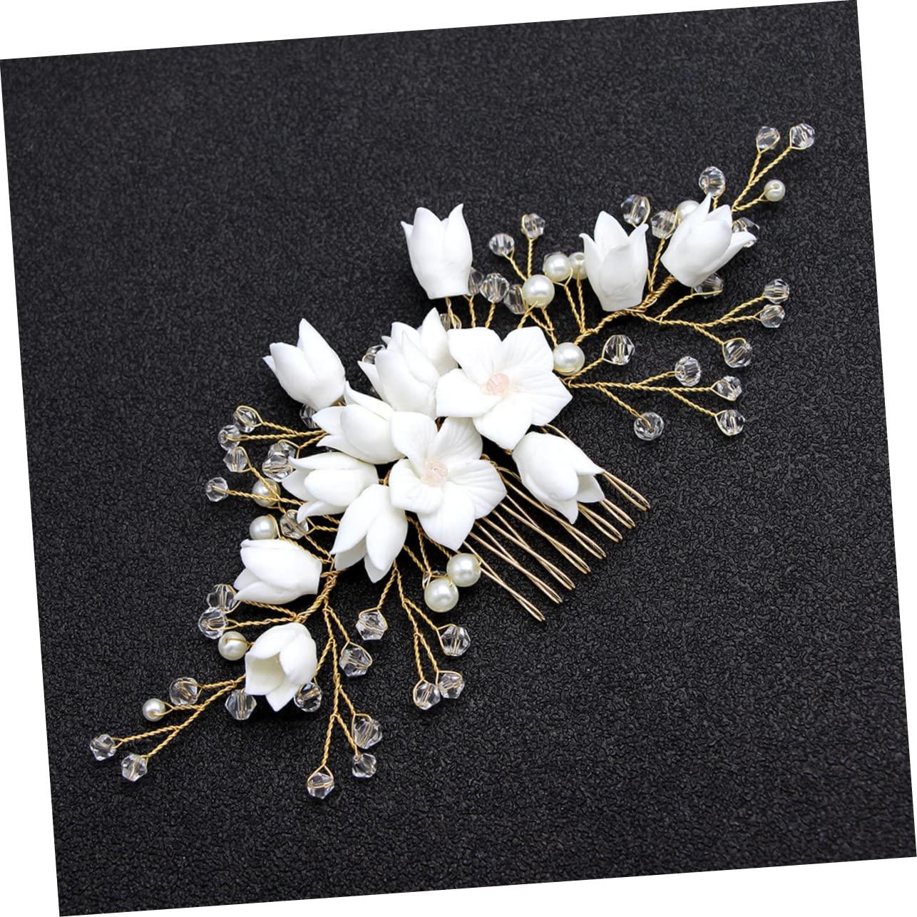 Gogogmee Gogogmee 3pcs White Wedding Headpiece Women Hairpin Bridal Hair Comb Bridal Side Comb