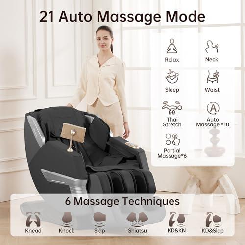 Real Relax Real Relax 2025 Massage Chair Full Body, 3D SL Track Shiatsu Massage Recliner, 21 Auto and Thai Stretch Modes, APP and LCD Control, Body Scan, Fit Home and Office, PS3300 Black