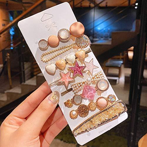 GoDazzl GoDazzl Pearl Barrettes Women\'s Set Hairpin Korean Style Hair Clip for Women Marble Alligator Bobby Pins Duckbilled Headdress Jewelry Hair Accessories Set (Pack of 24)