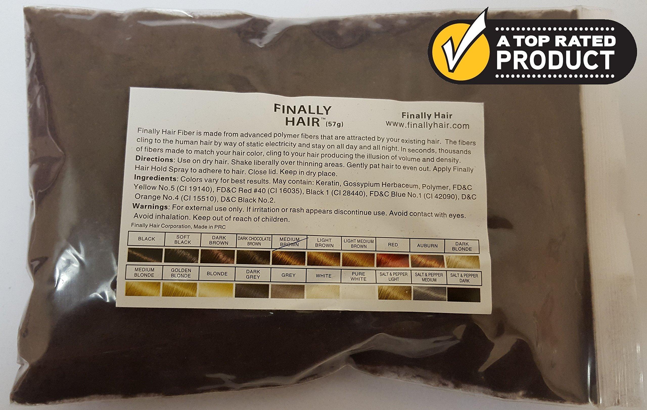 Finally Hair Hair Fibers Medium Brown Refill 50 Gram. Refill Your existing fibers bottle. Hair Filler Fibers. Cover Grey Roots Concealer by Finally Hair (50g 50gr 50gram 50 G Gr Gram)