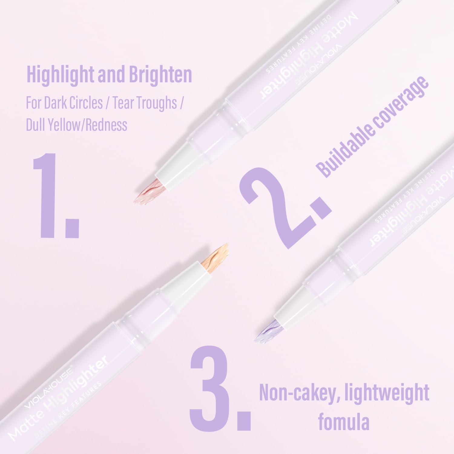 VIOLA HOUSE VIOLA HOUSE Highlighter Makeup Pencil, Matte Highlighter For Face Brightening, Use As a Highlighter, Eyeshadow Pencil or Concealer For Shade,Define Or Highlight Eyes (Violet, 5ml/0.17fl.oz)