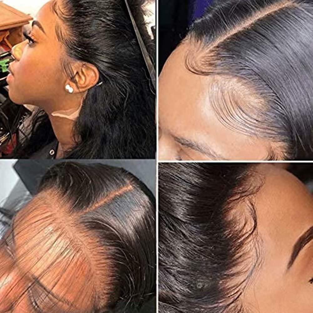 oulaer Straight Wig Human Hair Lace Front Wig HD Rooted Brunette Blonde Highlights Ombre Human Hair Wig 13X6 Lace Front Wig #4/27 Color Wig Pre Plucked for Women Natural Hairline Wig 150% Density 14Inch