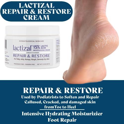 LACTIZAL LACTIZAL Repair & Restore Cream With 15% Lactic Acid 12 oz Tub 2-in-1 Exfoliator and Moisturizer For Extream Dry Skin