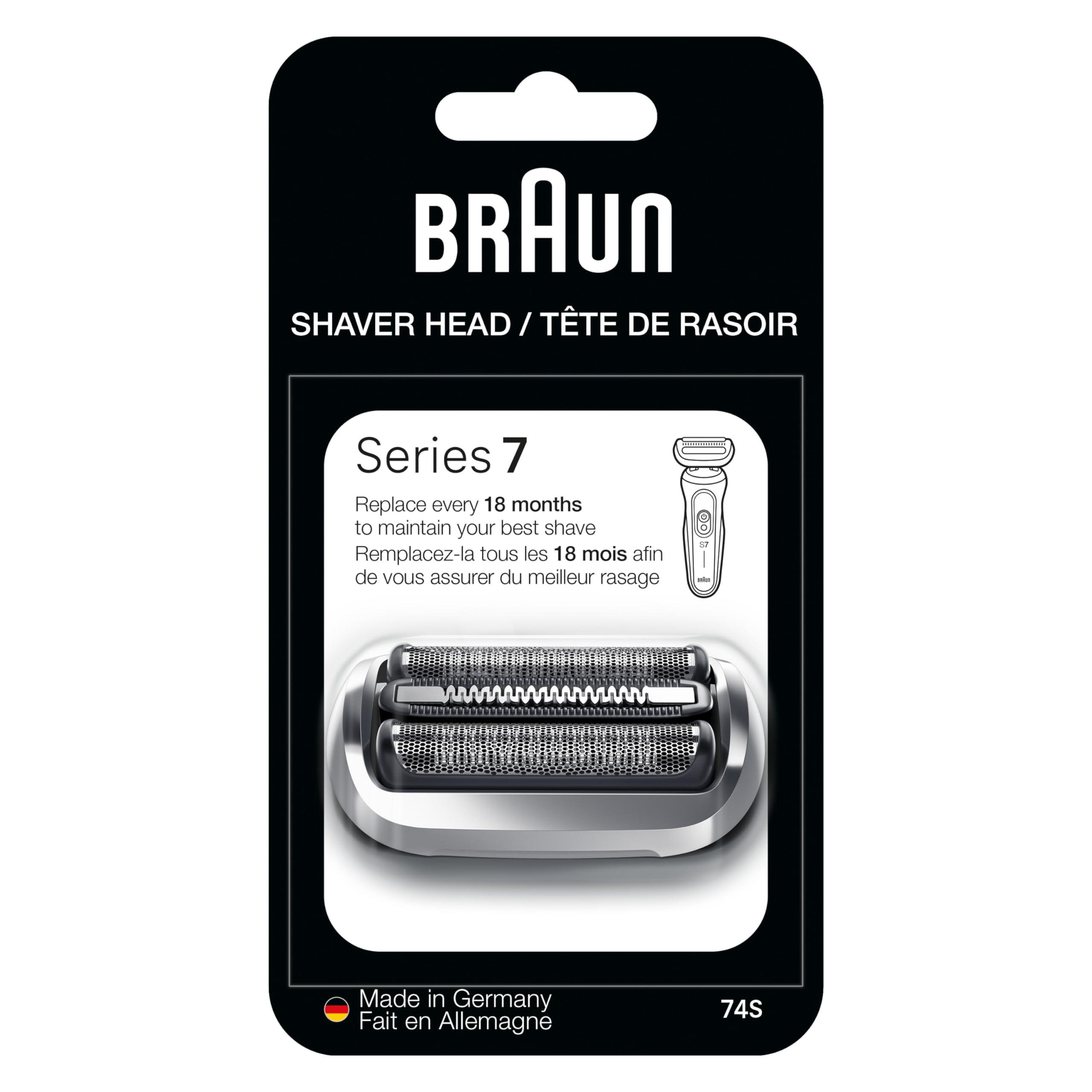 Braun Braun Series 7 Electric Shaver Replacement Head, Easily Attach Your Shaver Head for a Shave as efficient as Day one, Compatible with New Generation Series 7 Shavers, 74S, Silver