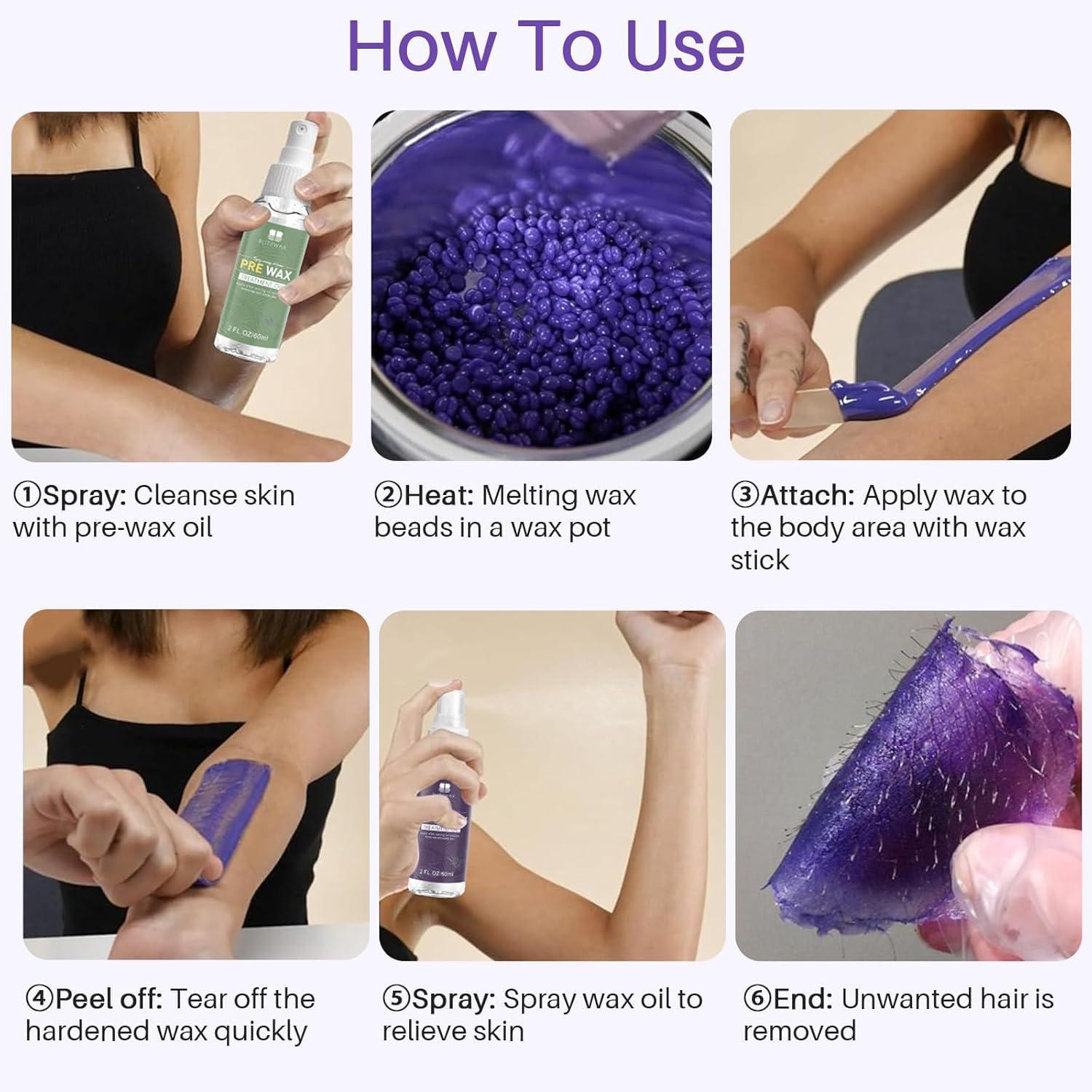 BLITZWAX BLITZWAX Digital Waxing Kit for Women and Men Hair Removal with 1.3lbs Lavender&1.3lbs Cream Wax Beans for Eyebrow, Body, Brazilian, Bkini and Sensitive Skin, Hot Wax Beads Kit for Home and Salon Use