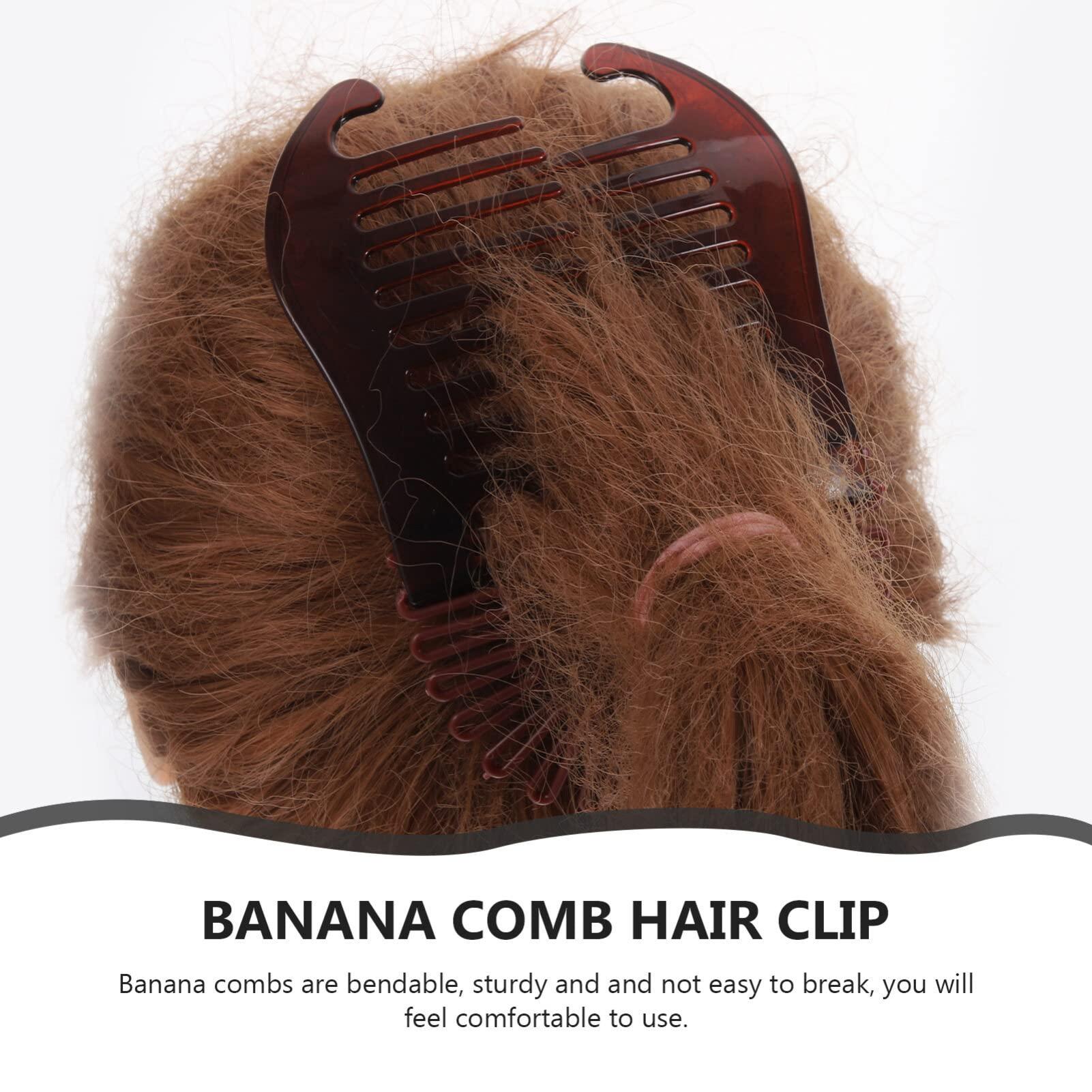 FOMIYES FOMIYES 4pcs Interlocking Banana Combs Flexible Hair Combs Clips Ponytail Hair Clincher Two Sides Hair Accessories Zig Zag Head Tooth Hair Hoop Hairband for Women Brown