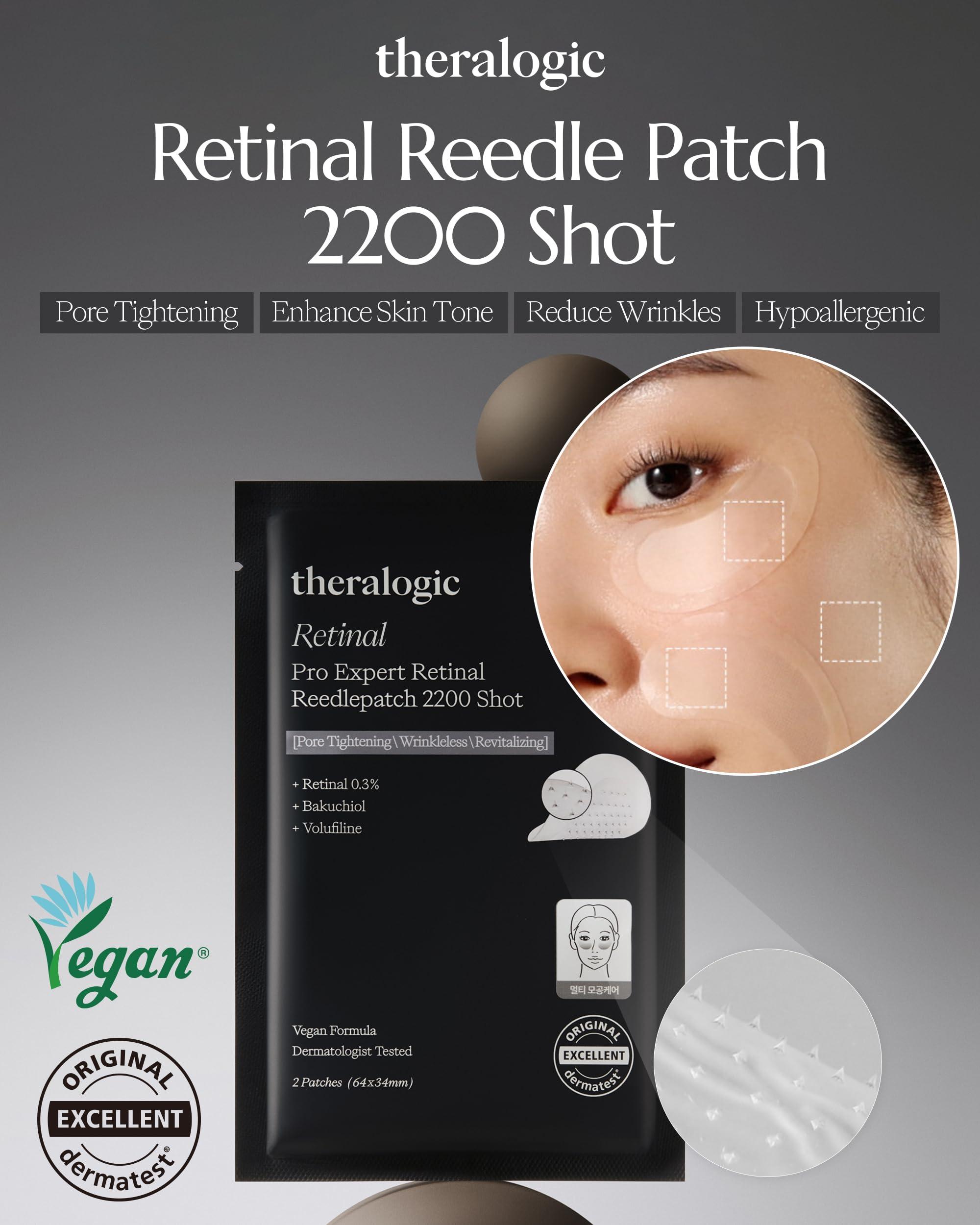 theralogic theralogic Pro Expert Retinal Reedlepatch 2200 shot - High-Efficacy Pore Elasticity Enhancement with 0.3% Retinal Patches - Vegan Dermatologically Tested, Disposable, 1 Pair