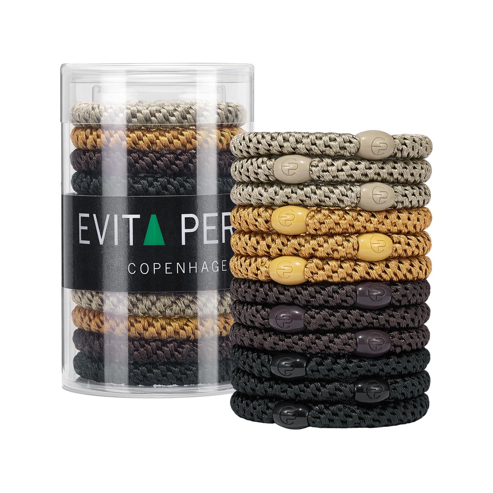EVITA PERONI EVITA PERONI 12 Pcs Hair Ties Hair Bands for Thick and Curly Hair Ponytail Holders High Elastics No Damage No Crease Hair Accessories for Women and Girls (Black, Brown, Orange, Apricot)