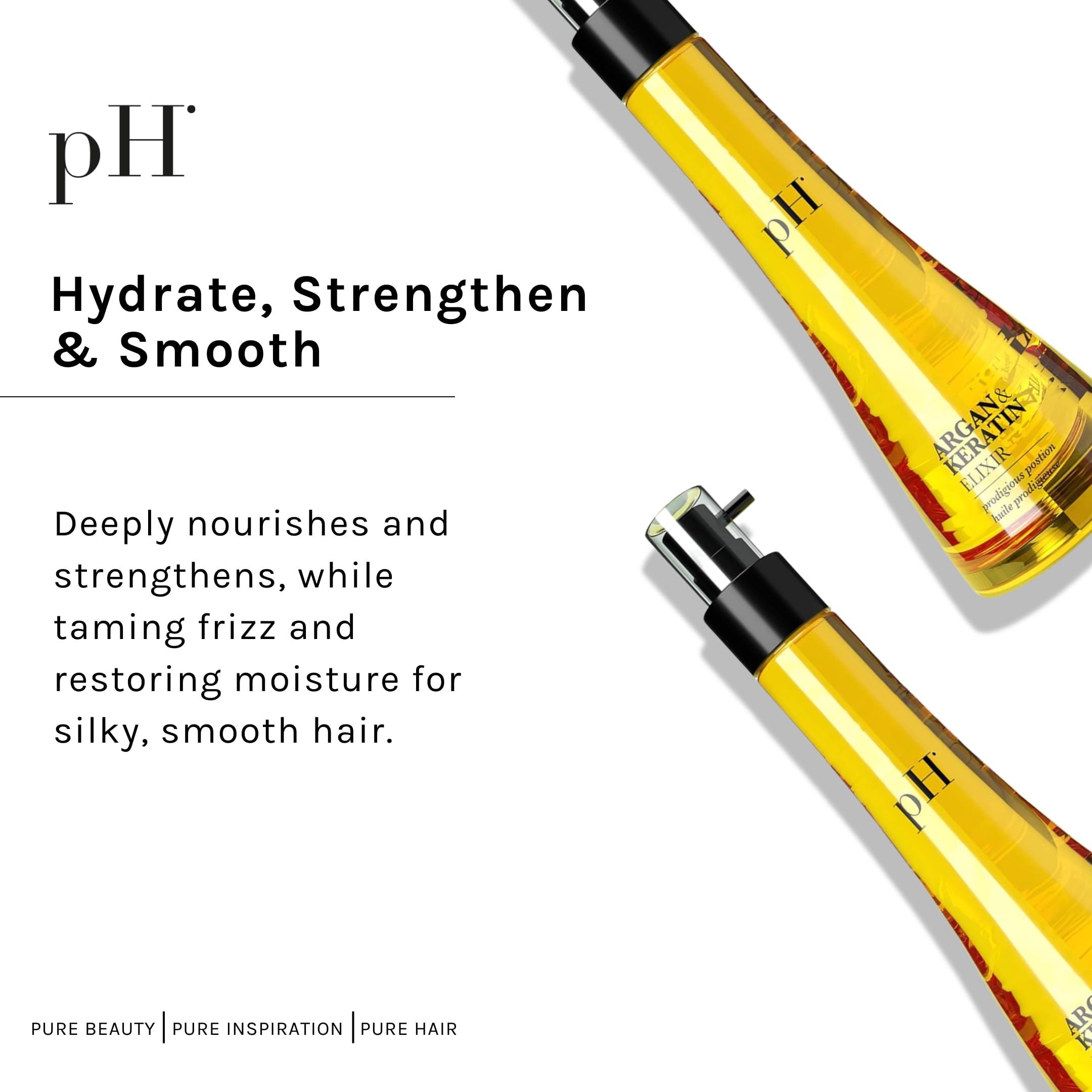 pH PURE HAIR PH Labs Argan & Keratin Elixir  Hair Treatment for Damaged Hair, Smoothing & Anti-Breakage, Deeply Nourishing & Moisturizing Oil, Sulfate-Free, 3.38 oz