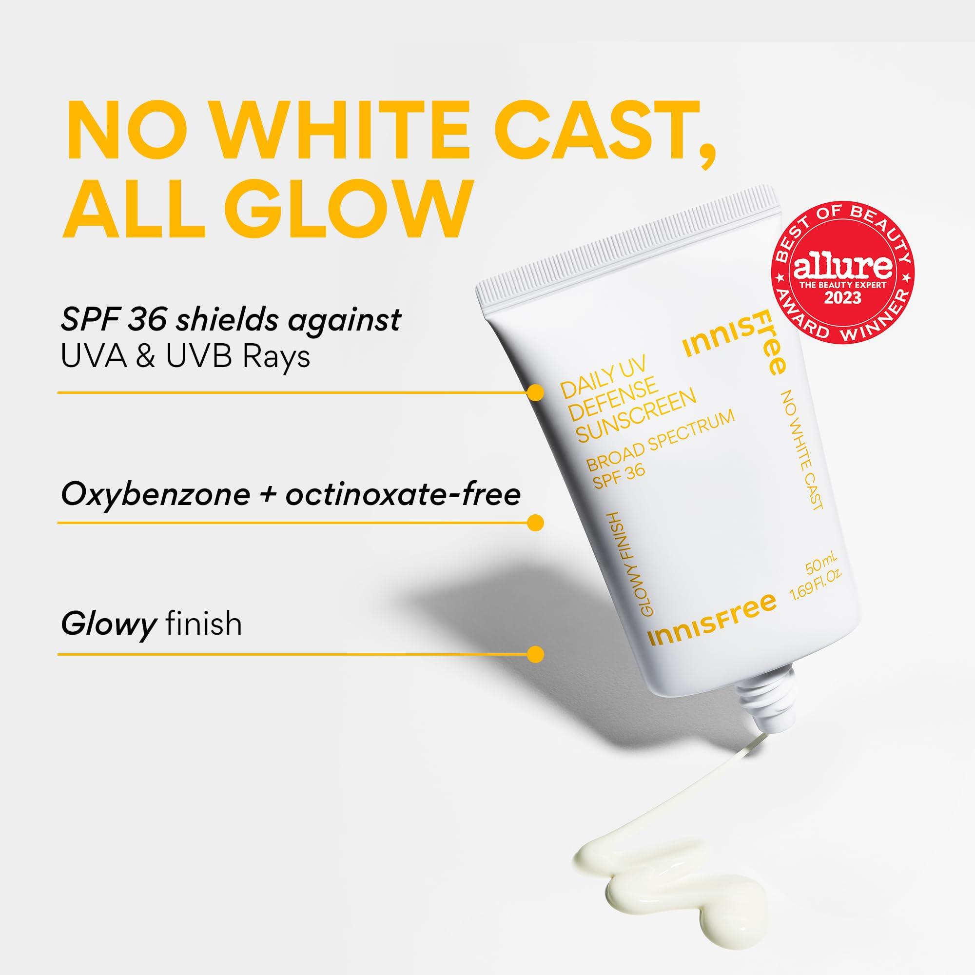 innisfree innisfree Daily UV Defense Sunscreen Broad Spectrum SPF 36 JUMBO, Invisible Korean Sunscreen for Face with No White Cast (Packaging May Vary)