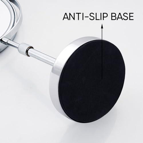 Nicesail Nicesail 19 Inch Tall Makeup Mirror with 10X Magnification, Make up Mirror 8 Inch Double-Sided, Table Mirror with Pedestal for Shaving, Standing Mirror Height Adjustable Chrome Finish (8 Inch, 10X)