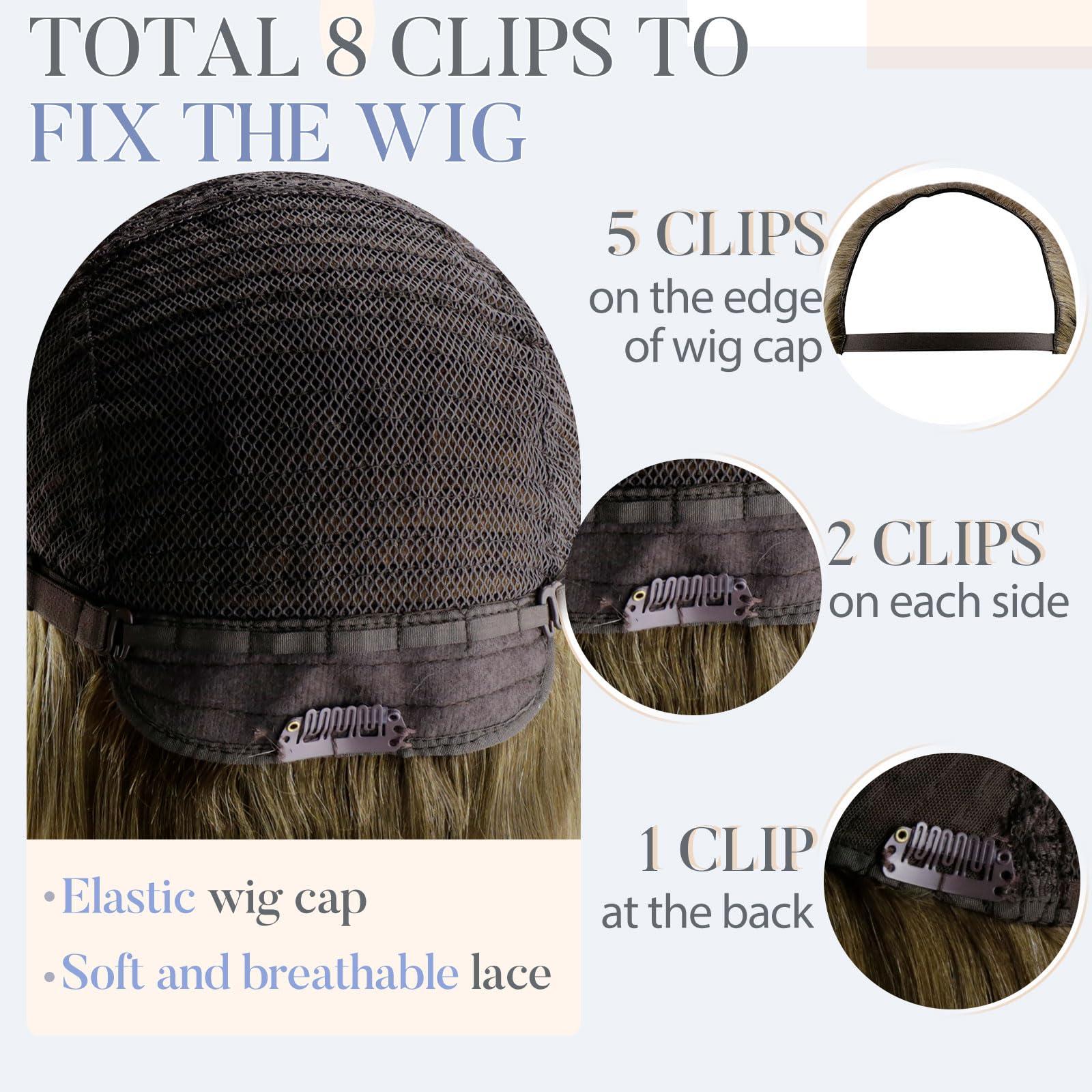 RUNATURE RUNATURE Upart Human Hair Wig Balayage U Part Wig Human Hair Straight 20 Inch Remy U Part Wig Brown to Blonde U Shape Wigs 3/4 Head Half Wig Human Hair with Middle Cap