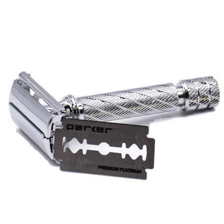 Parker Safety Razor Parker 87R Chrome Standard Length Handle Butterfly Open Double Edge Safety Razor for Men, 5 Parker Double Edge Razor Blades Included