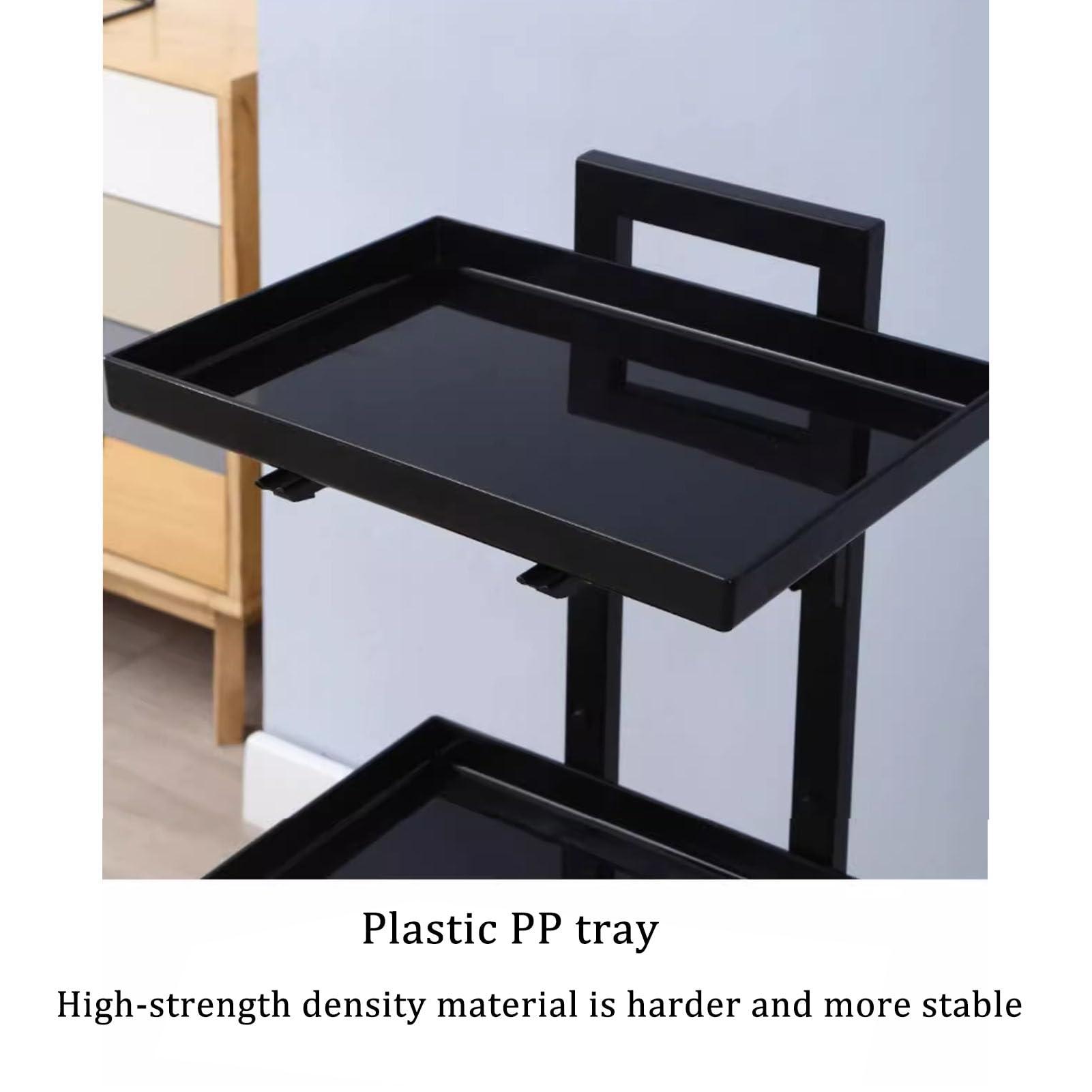 RIYIFANRONG Salon Barber Shop Trolley with Wheels, Professional Stainless Steel Metal Beauty Hair Salon Instrument Tray Rolling Cart Tattoo Tray, with Collapsible Metal Trays, Multipurpose Tool Cart