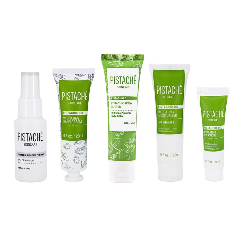 Pistach Skincare Pistach Skincare Pistachio Oil On-the-Go Radiance Set + Whipped Body Butter + 5-Pc Mini Collection (Travel)+ Hydrates and Nourishes + Vitamin E + Antioxidant Protection