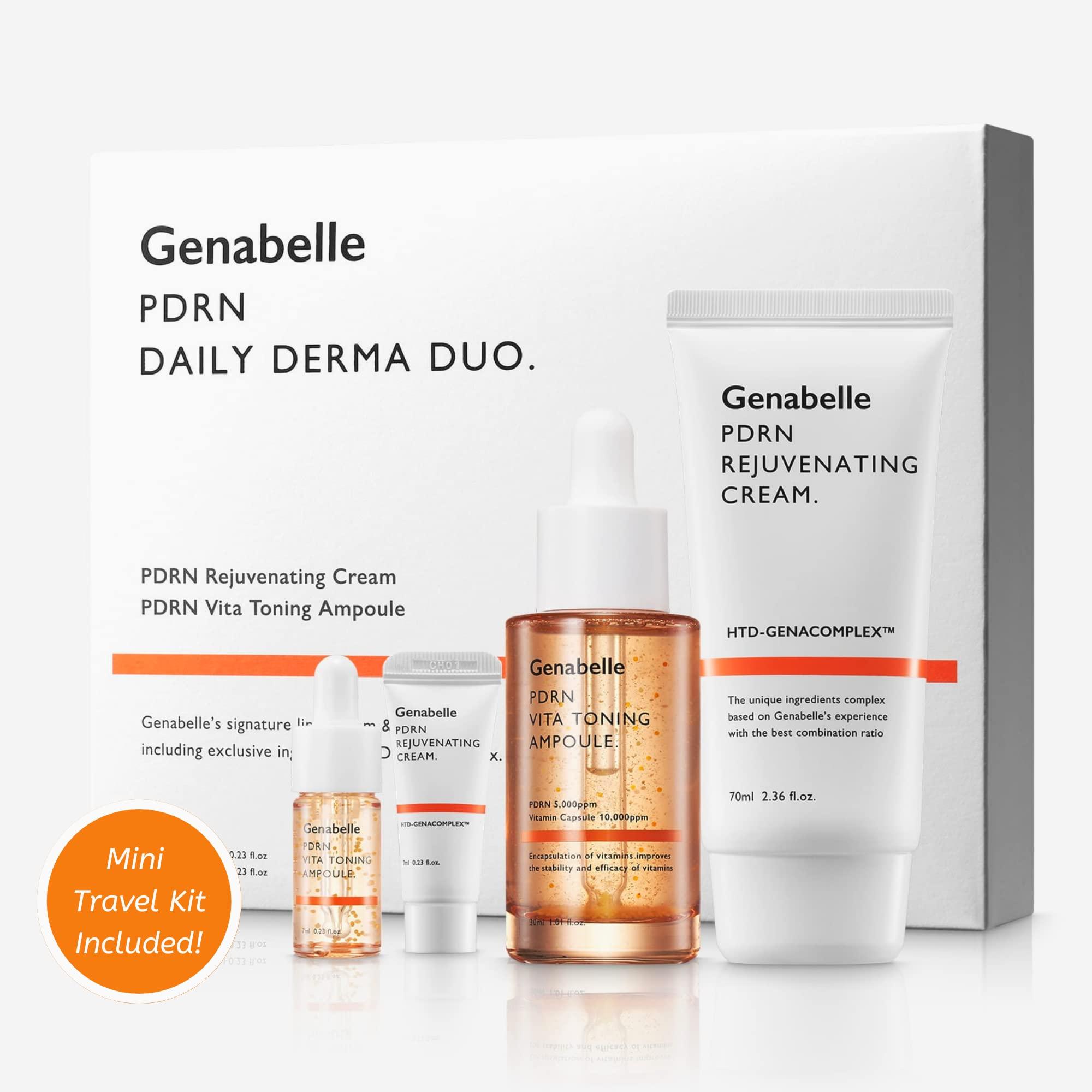 Genabelle Genabelle PDRN Daily Derma Duo - Includes Genabelle's PDRN Rejuvenating Cream and PDRN Vita Toning Ampoule, Also Includes a Mini Travel kit of The Same Products (4pcs Total)