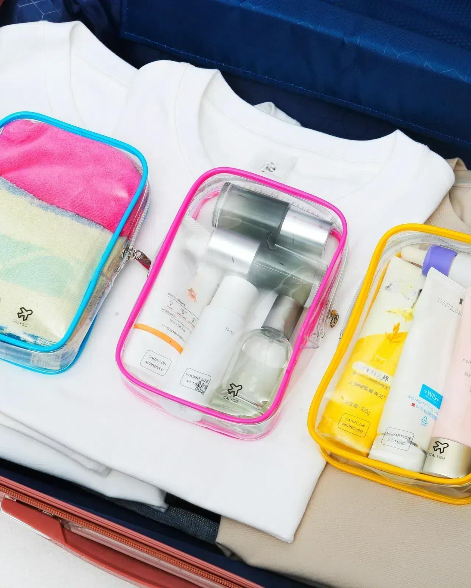 CALYGO CALYGO Quart Size Travel Bag TSA Approved Toiletry Bag, Airplane Essentials for Flying, Long Flight European International Must Haves (1, Yellow)