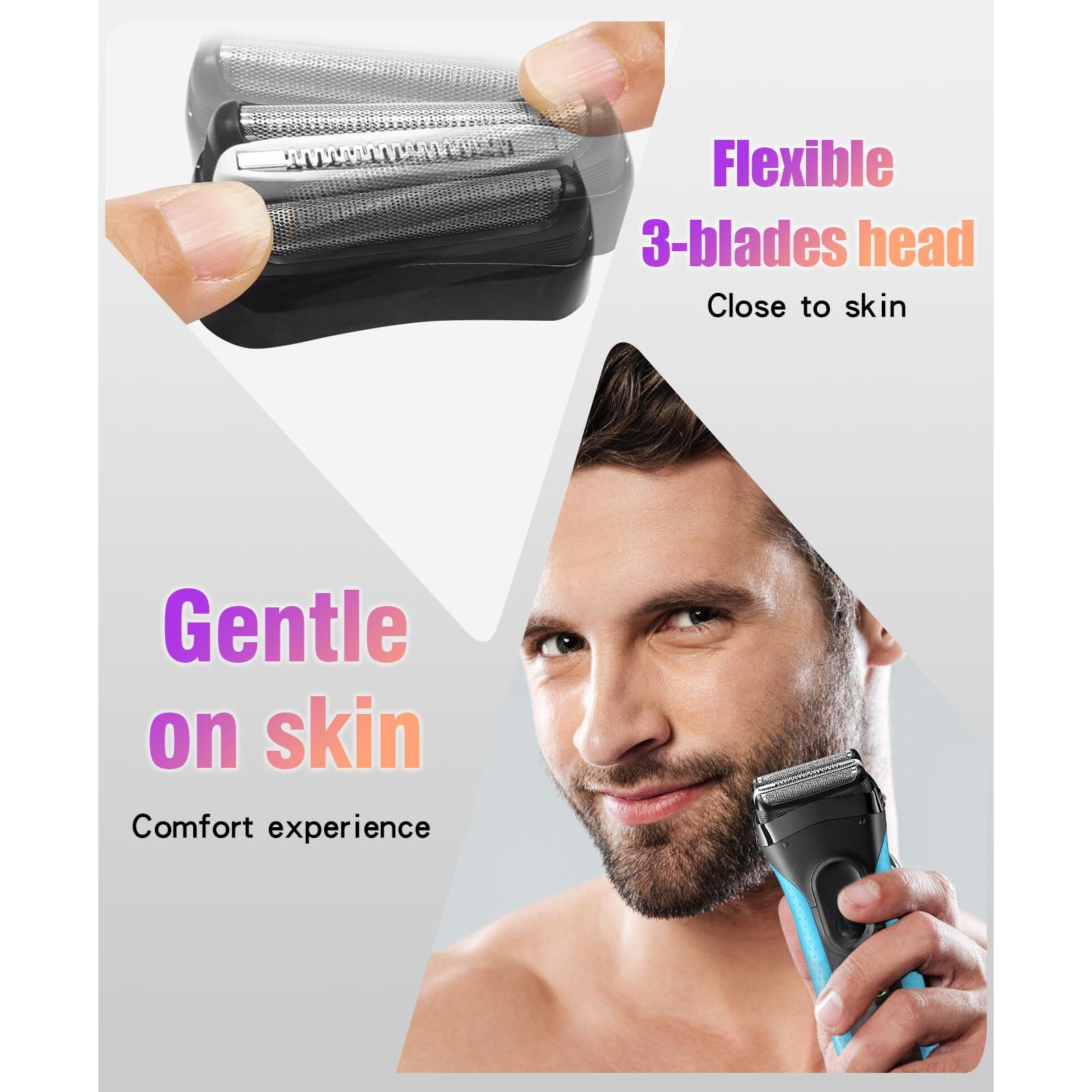 YAZIYIR 2 Pack Series 332B Replacement Shaver Head Compatible with Braun S3 3040s 3000s 3050cc 3010s 3070cc 3080s 3090s 310s 3020s 330s 370cc-4 380s-4