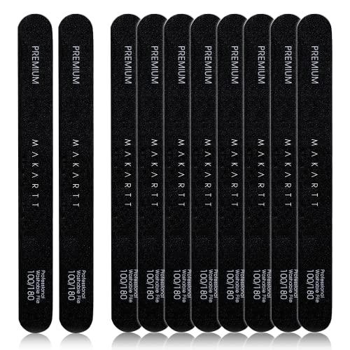 Makartt Makartt Nail File 100 180 Grit Emery Boards for Nails 10pcs Black Nail Files Professional Washable Doubled Sides Nail File Kit for Natural Acrylic Nails Coarse for DIY Salon Use