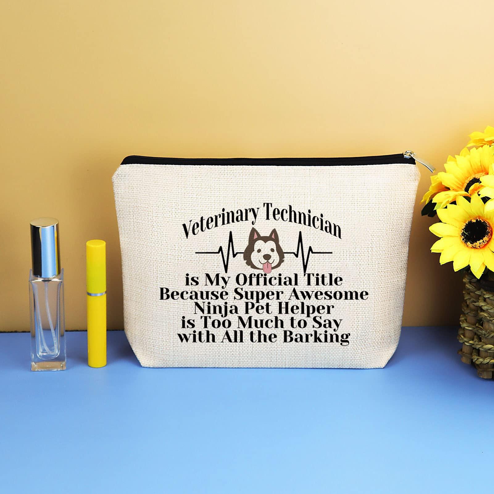 Mikela Vet Tech Gifts Veterinary Technician Makeup Bag for Women Veterinarian Appreciation Gift Cosmetic Bag Veterinary Student Assistant Gift Vet Tech Thank You Gifts