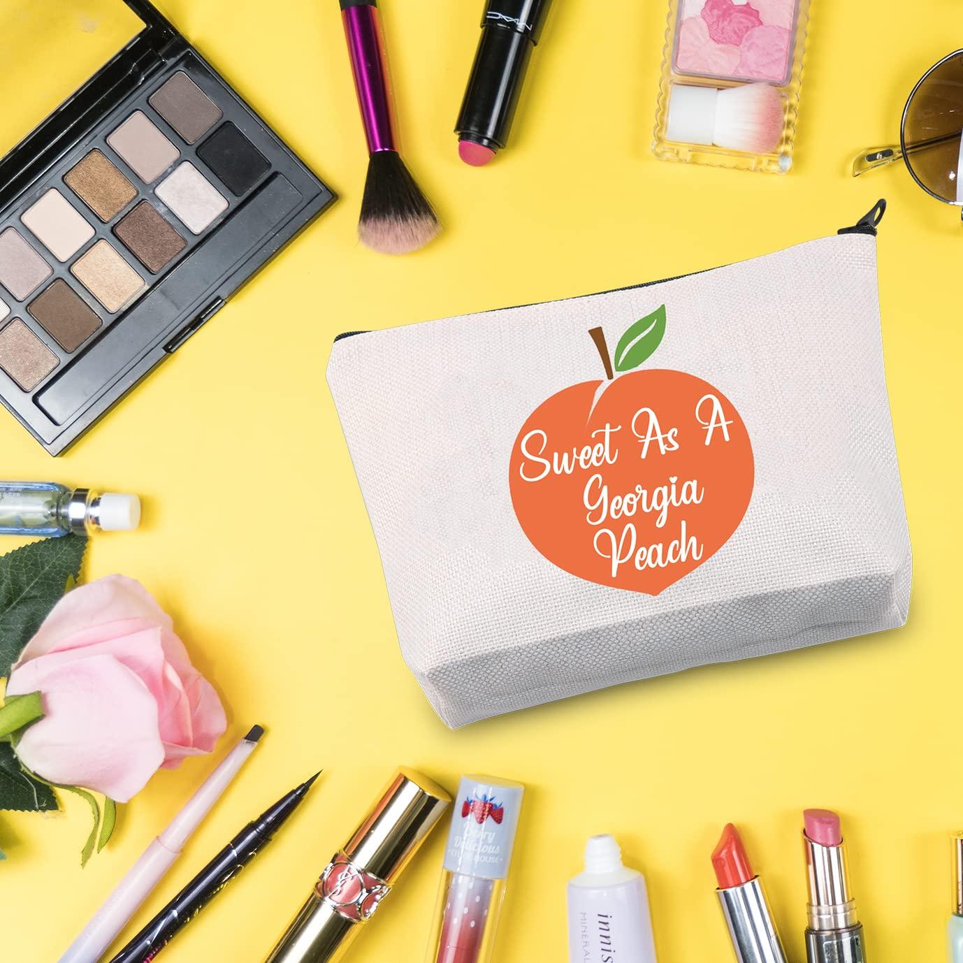 G2TUP G2TUP Georgian Gift Sweet As A G Peach Makeup Bag Georgia State Pride Cosmetic Bag Peach Lover Gift Georgia Lover Zipper Travel Bag