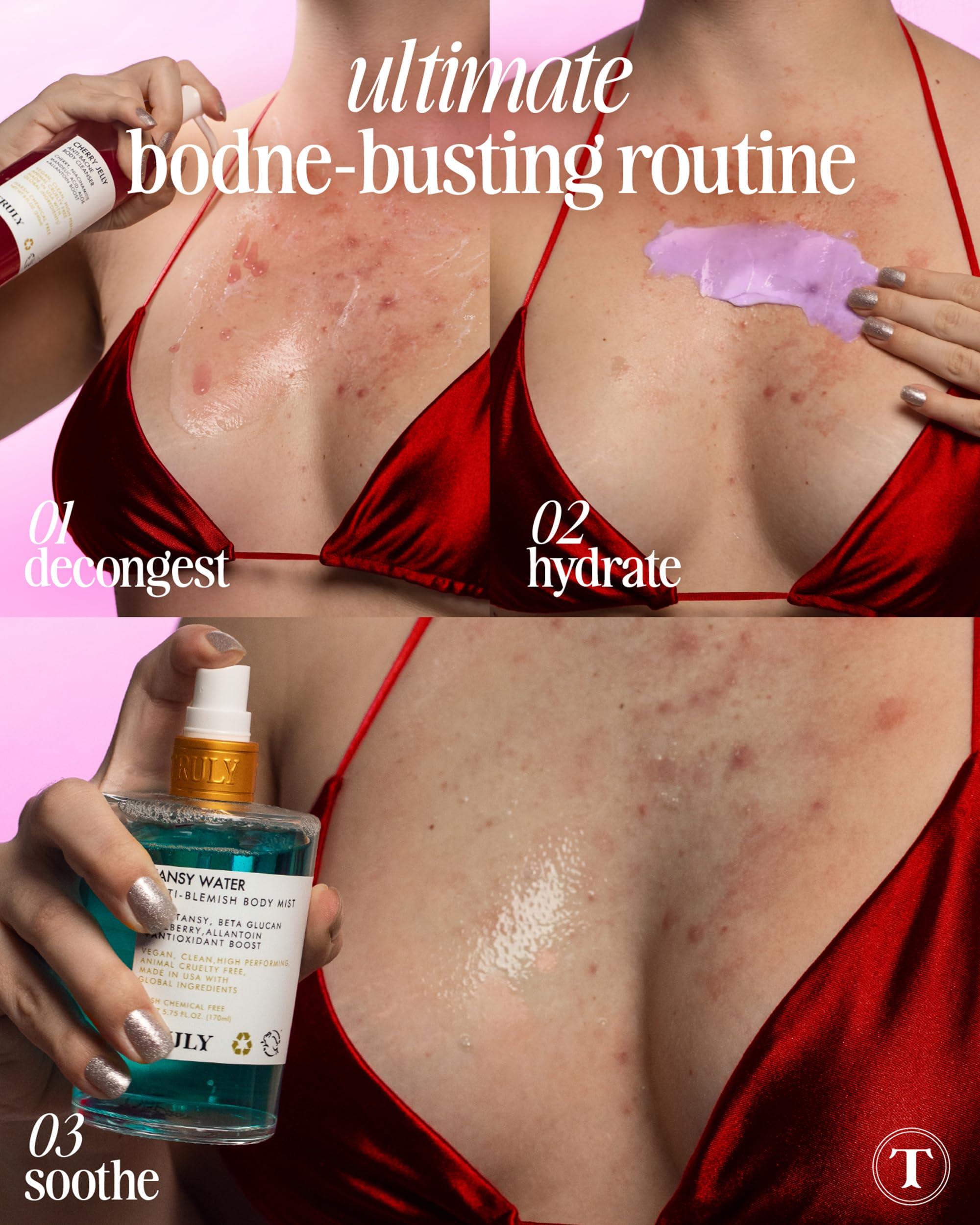 Truly Truly Beauty Cherry Jelly Body Acne Wash with Soothing Cherry Niacinamide, Hydrating Allantoin, & Mandelic Acid - Award Winning Back Acne Treatment Body Wash Cleanser & Dark Spot Remover