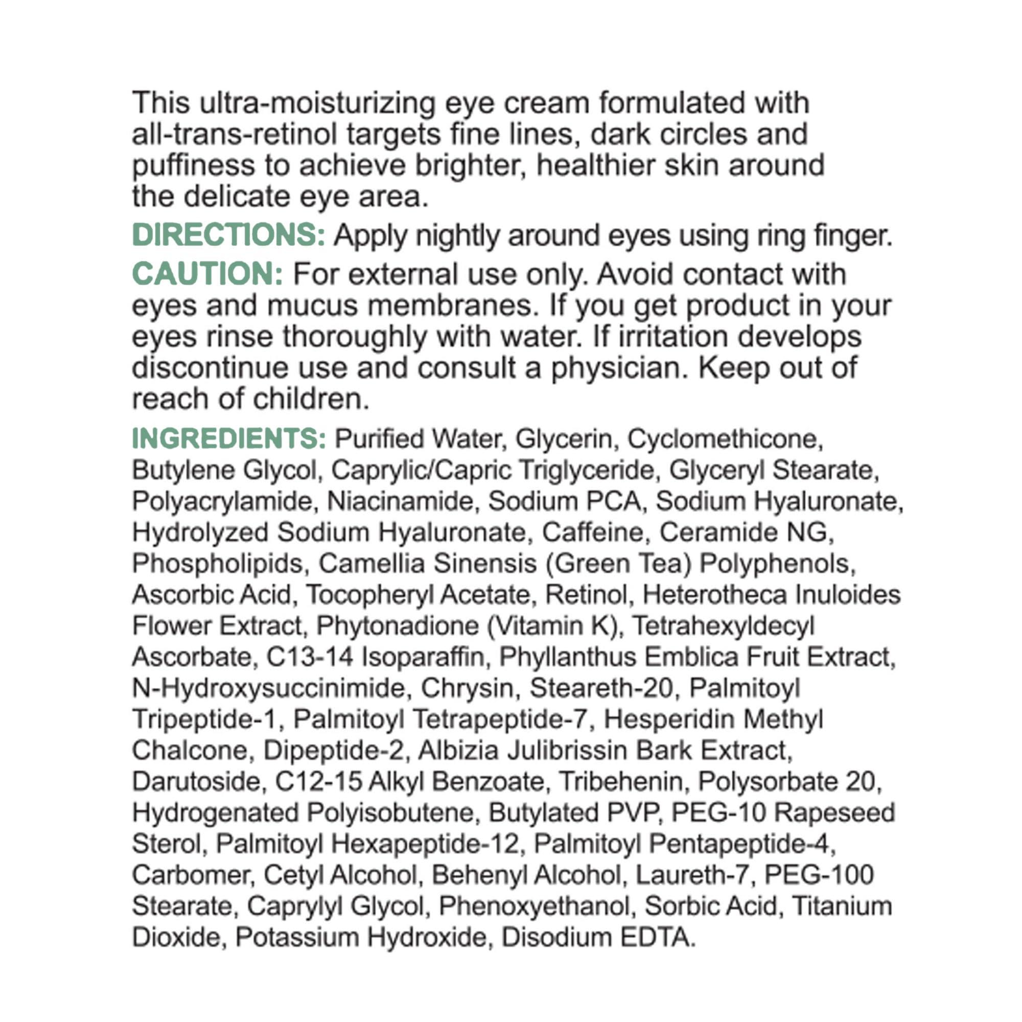 Replenix Replenix Brightening Eye Cream, Medical-Grade Hydrating Under Eye Treatment for Dark Circles & Puffiness with Hyaluronic Acid (0.5 oz)