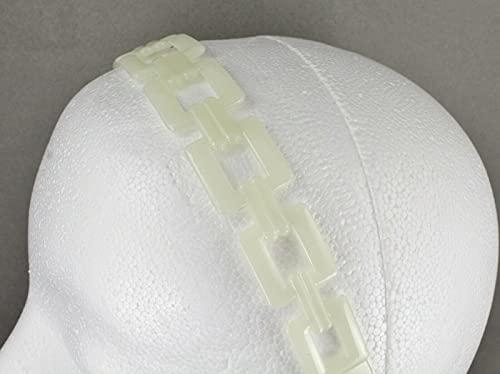 Wholesale Fashion HairClip Cream Plastic Chain Link Headband Square Links Hair Band Accessory Grip Teeth Fashion hair Accessories for Women