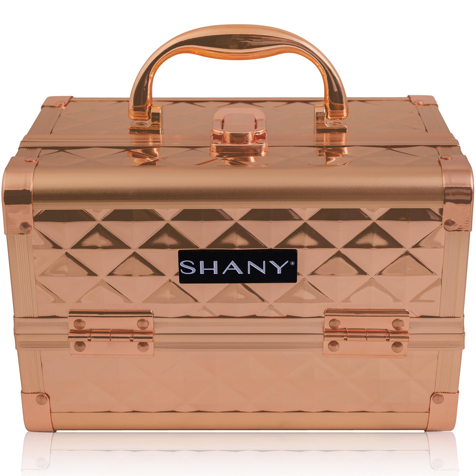 SHANY SHANY Chic Makeup Train Case Cosmetic Box Portable Makeup Case Cosmetics Beauty Organizer Jewelry storage with Locks, Multi trays Makeup Storage Box with Makeup Mirror - Rose Gold