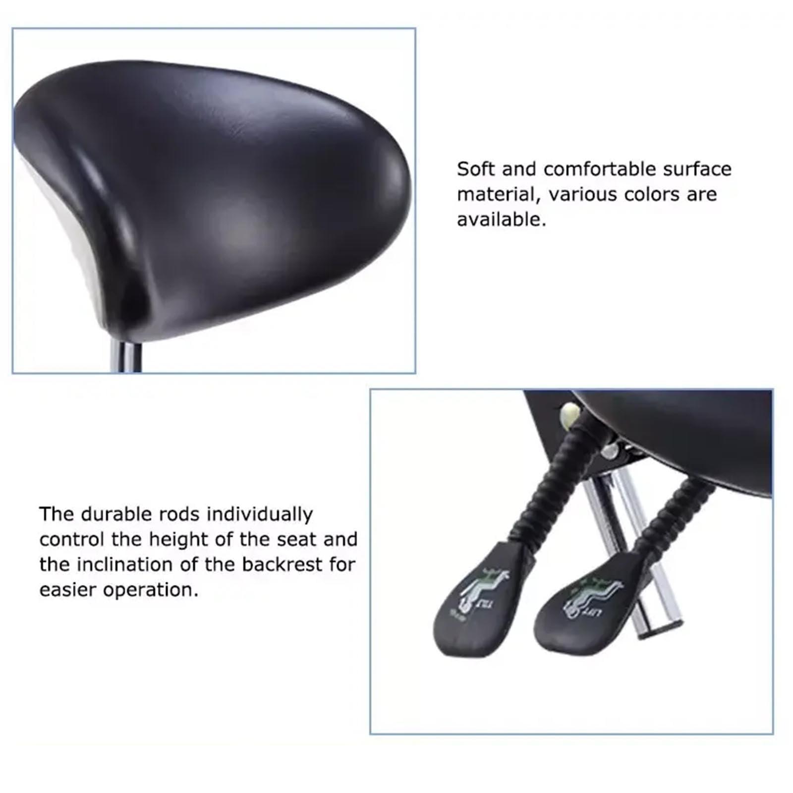 SFKLYU SFKLYU Saddle Chair Dental Stool Ergonomic Saddle Stool with Back Support Adjustable Stool Swivel Rolling Saddle Stool Salon Chair,C