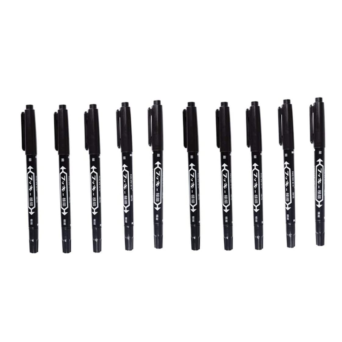 AEIOFU 10Packs Professional Body Art Pens Temporary Tattoo Marker Skin Marker Positioning Pen Permanent Makeup Body Art Beauty Tool(Black) Semi Permanent Tattoos Temporary Tattoo Pen