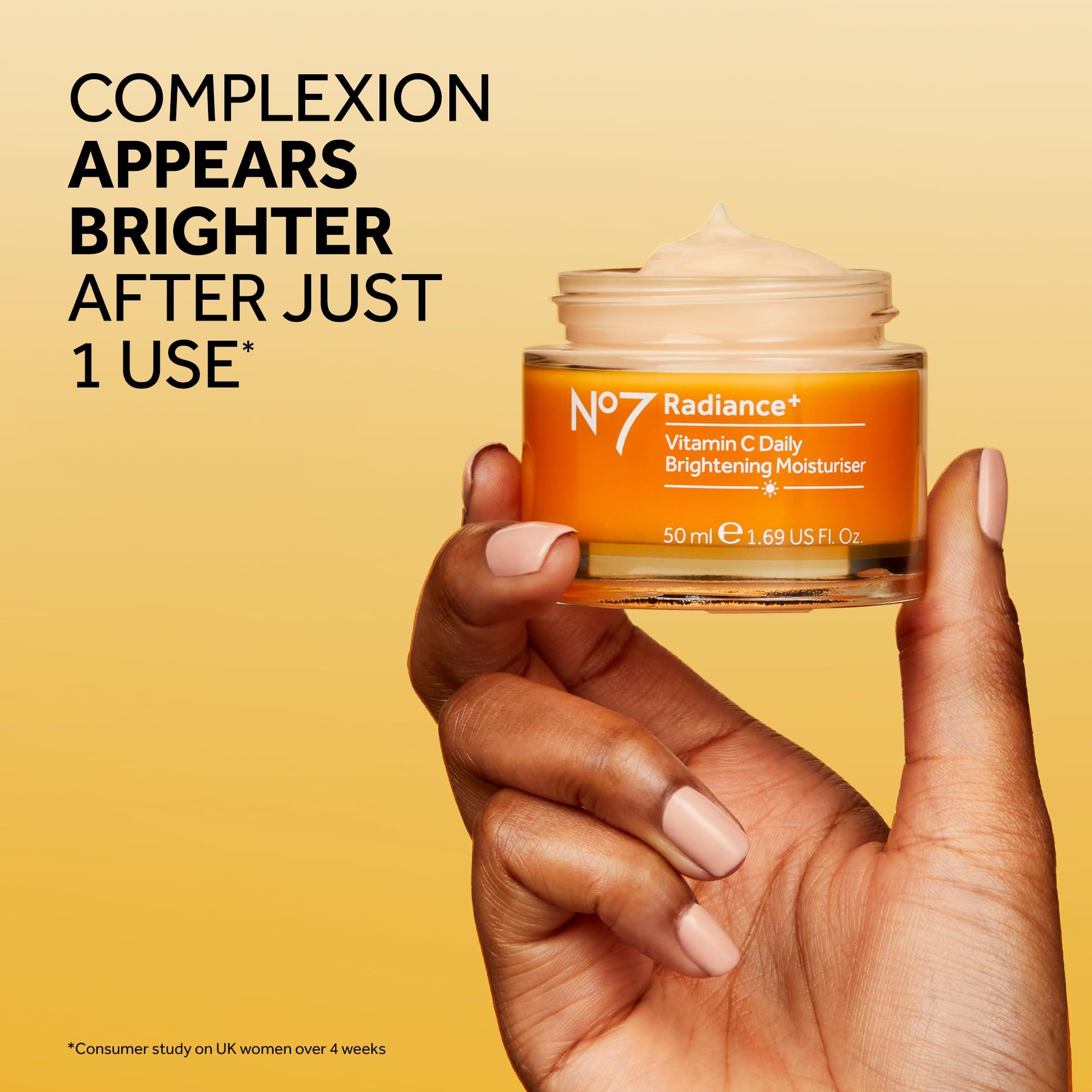 No.7 No7 Radiance+ Brightening Vitamin C Moisturizer Face Cream, Skin Nourishing Face Moisturizer, Fast-Absorbing & Lightweight Formula, Suitable for Dry Skin, 1.69 fl oz