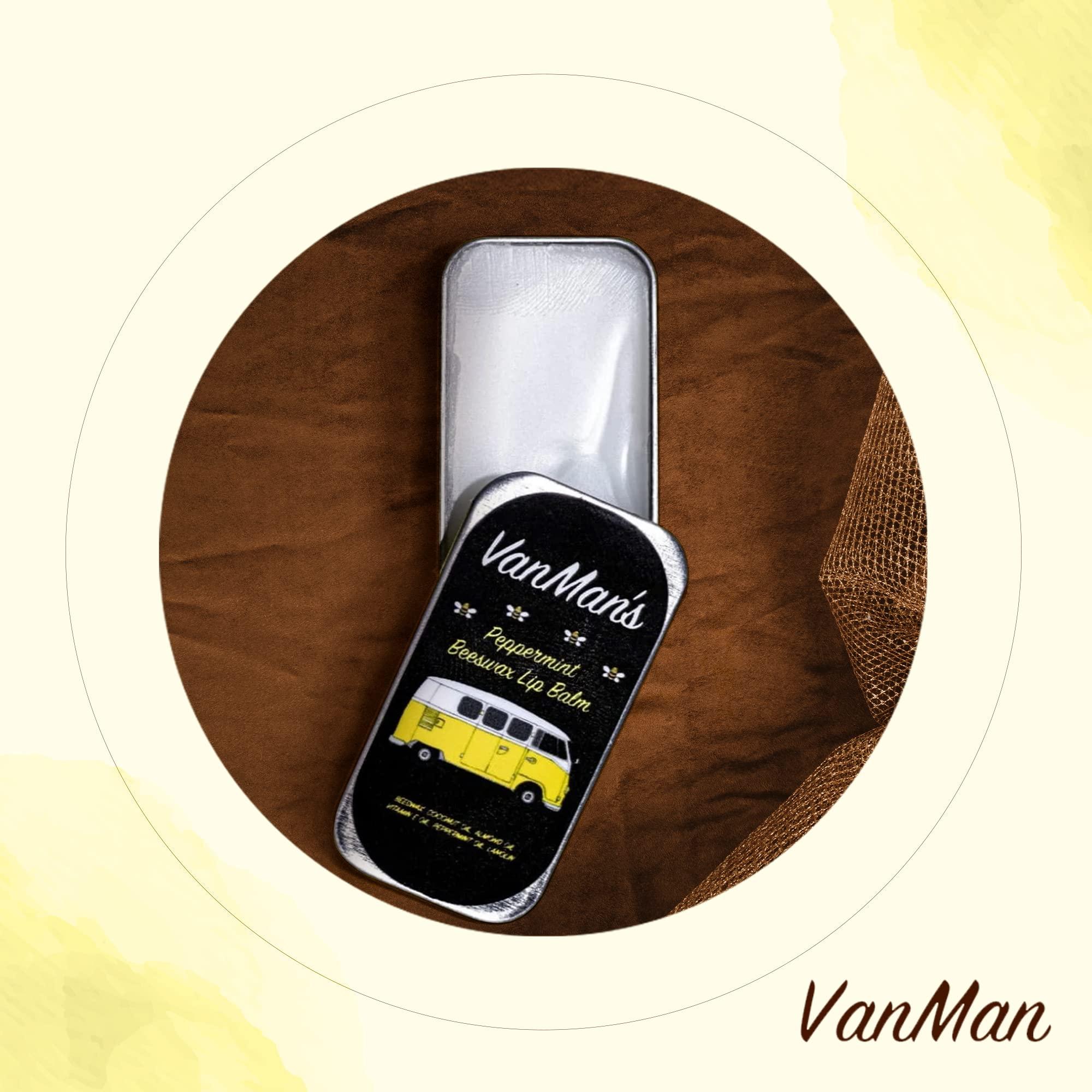 The Vanman Company Vanman’s Peppermint Beeswax Lip Balm - 9 pack - Organic Lip Balm w/Rosemary, Almond, Peppermint & Coconut Oil - Organic Chapstick w/Vitamin E Oil Removes Dead Skin Cells - Lip Balm For Dry Lips