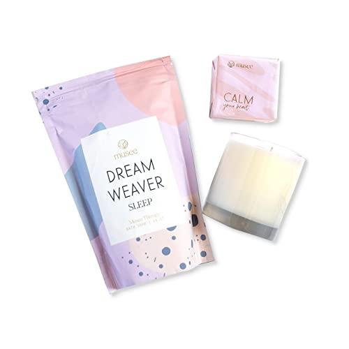 Bucks Liquidation Bucks Liquidation All is Calm Bath Body Gift Set, Calm Bar Soap, Dreamweaver Bath Soak, Amber Vanilla Soy Candle Musee