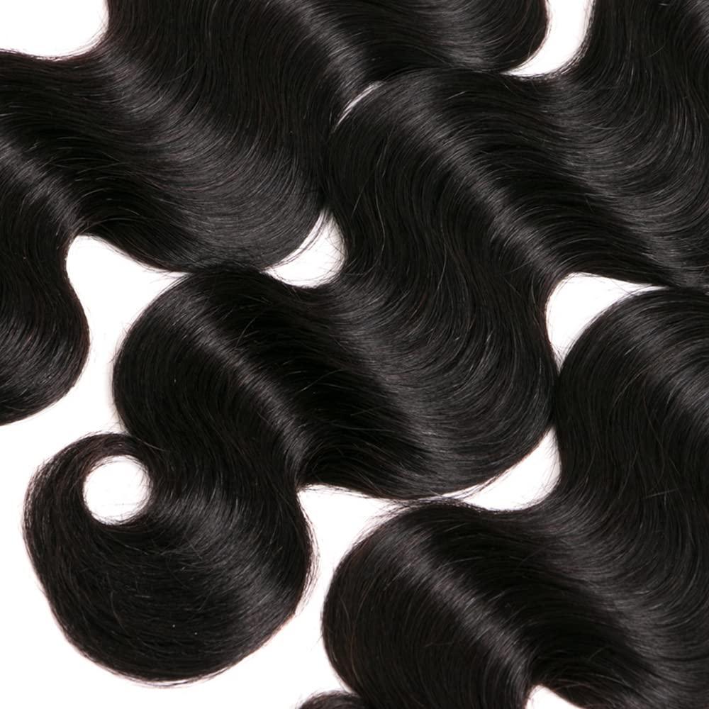 lorauroga 12 14 16 Inch Body Wave Brazilian Remy Hair Weaves Real Human Hair Extensions Natural Black Grade 8A Unprocessed Virgin Hair Bundles Double Weft Hair Weave For Women