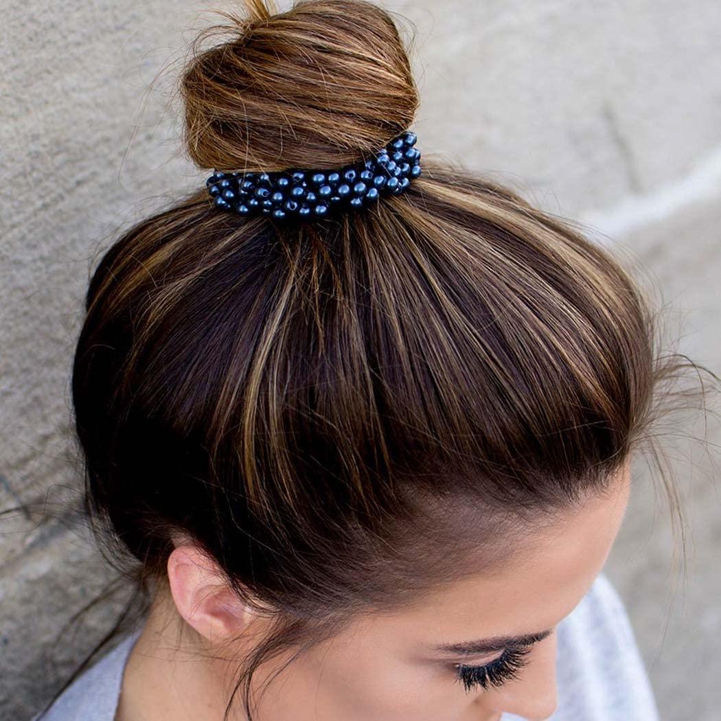 BARTOSI Bartosi Pearl Hair Ties Champagne Hair Ties Elastic Hair Scrunchies Beaded Ponytail Holder Hair Accessories for Women and Girls (Pack of 3)