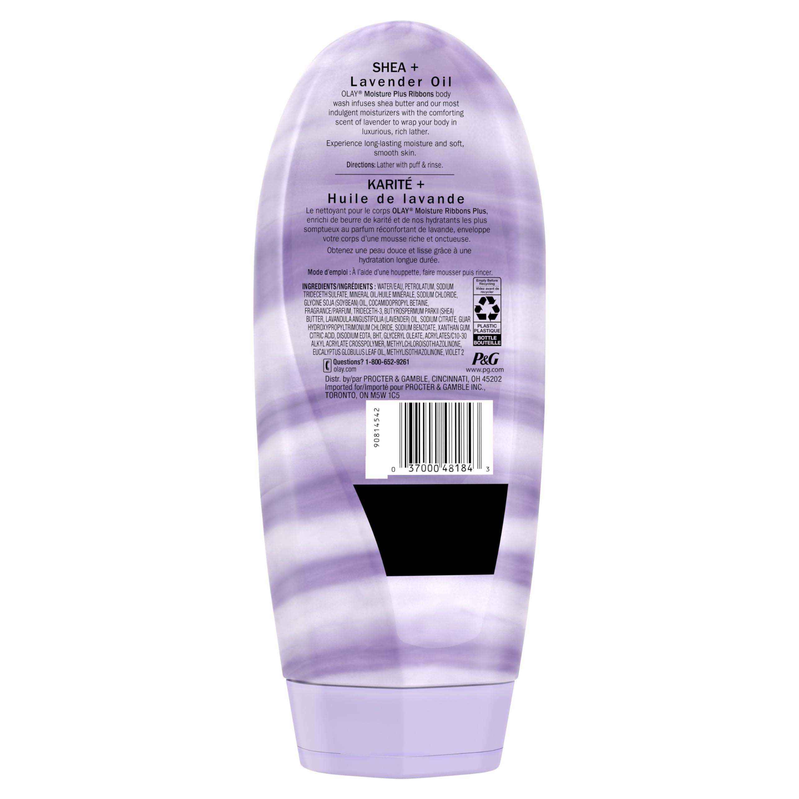 Olay Olay Moisture Ribbons Plus for Women, Shea + Lavender Oil Scent Body Wash, 18 oz