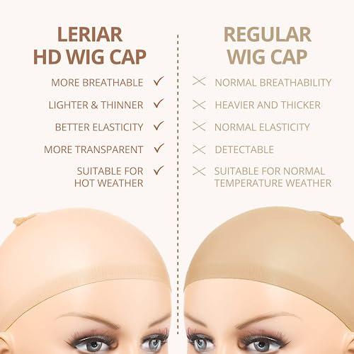 LERIAR LERIAR 6PCS HD Wig Caps For Lace Front, Stretchy Nylon Stocking Wig Caps, Ultra Thin Invisible Sheer Wig Caps for Women, Transparent and Breathable Nude Bald Cap for Wig