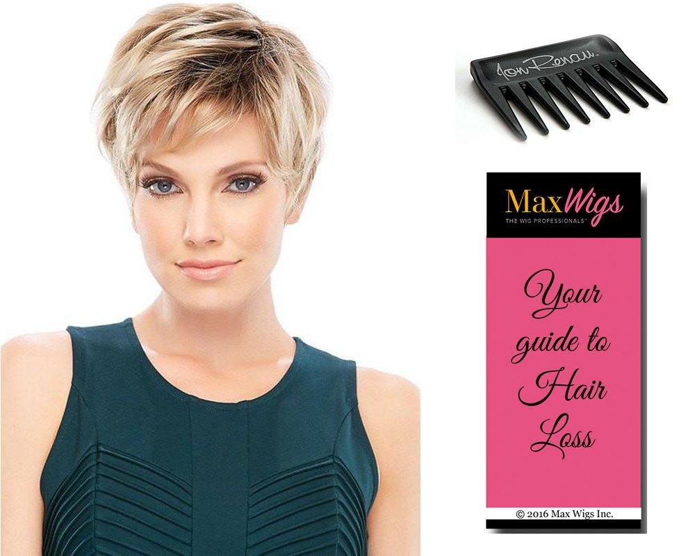 Jon Renau Maxwigs Allure Petite Cap Color 39F38 - Jon Renau Wigs 4.5\" Short Refined Pixie Synthetic Pre-Styled Lightweight Open Weft Capless Feminine Layered Textures Women Bundle MaxWigs Booklet, Comb