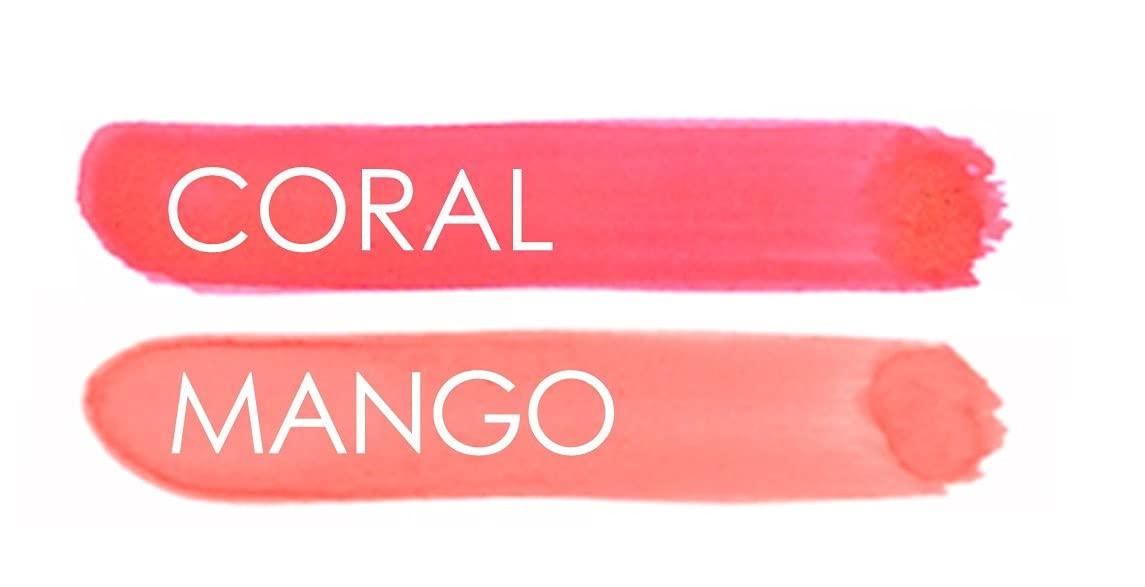 LIP INK Lip Ink Organic Vegan 100% Smearproof Lip Stain Sampler Kit (Coral & Mango)