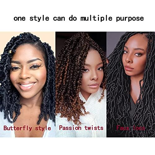 Ubeleco 14 Inch Ombre Blue Passion Twist Hair, Water Wave Crochet Hair For Women Passion Twist Crochet Hair 22 Strands/Pack Bohemian Synthetic Curly Braiding Hair Extensions (14 Inch (Pack of 7),1B/Blue)