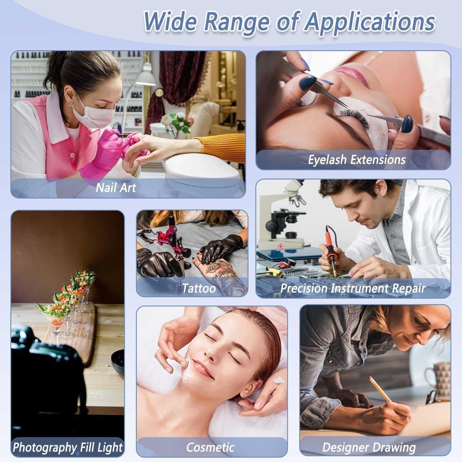 RYAZOZA RYAZOZA LED Half Moon Nail Desk Lamp, Square Foldable Nail Desk Lamp, Foldable 4000-6500k 36w Adjustable Brightness for Lash Tech, Cosmetic, Tattoo, Eyebrows(Color:Silver)