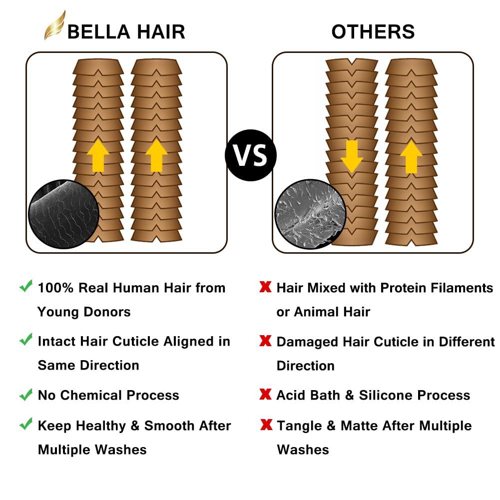 Bella Hair Bella Hair 4x4 Real HD Lace Closure, Deep Wave Full Cuticle Aligned Remy Virgin Human Hair, Pre Plucked Natural Hairline Free Part Lace Closure (12 inch)