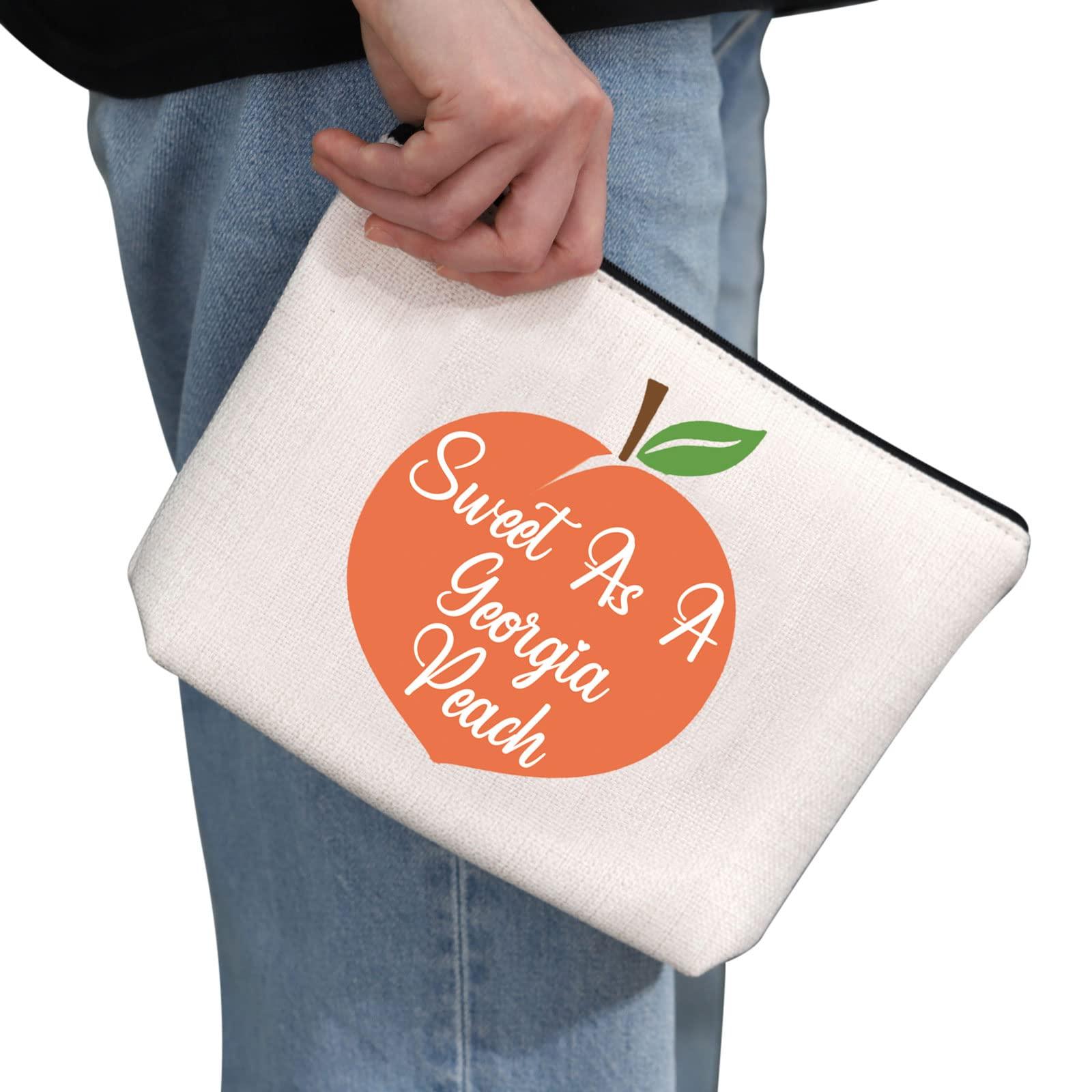 G2TUP G2TUP Georgian Gift Sweet As A G Peach Makeup Bag Georgia State Pride Cosmetic Bag Peach Lover Gift Georgia Lover Zipper Travel Bag