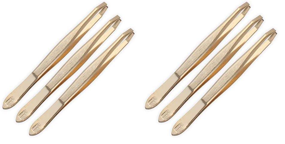 Refine REFINE - Germany - Professional Gold Tweezers, 24K Gold Plated for Eyebrow Shaping and Tweezing Hair Post-Waxing - 3 ct (Pack of 2)
