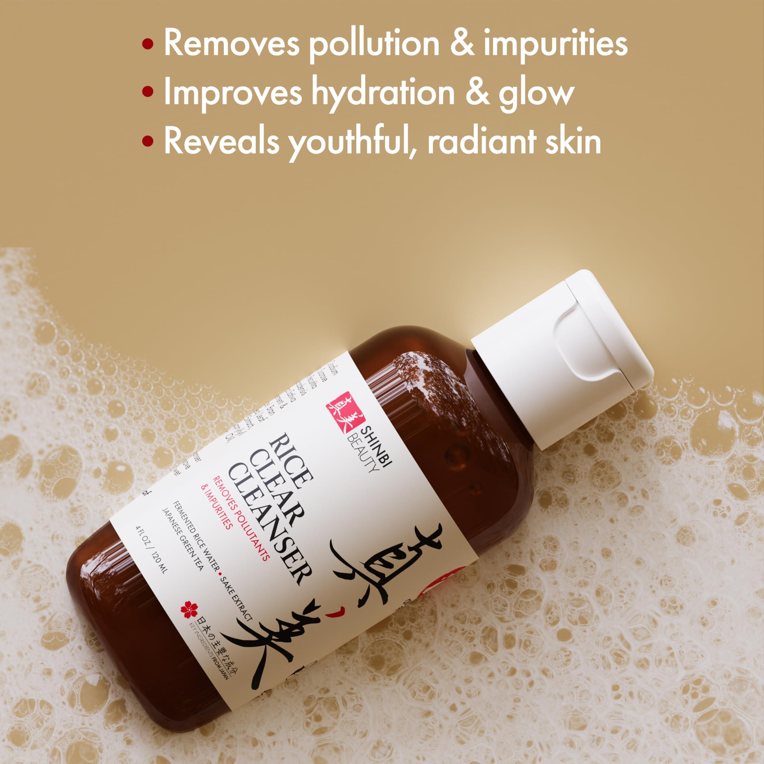 Shinbi Beauty Shinbi Beauty Japanese Face Wash Skincare Products - Japanese Rice Water Green Tea Cleanser - 99% Naturally Derived Japanese Beauty 4oz