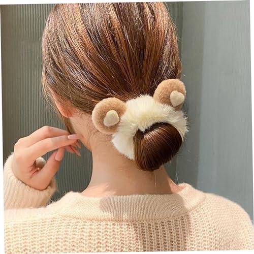 Hperu 4PCS Cute Scrunchies,Scrunchies for Girls Elastic Fluffy Scrunchies Rabbit/Bear Ear Cute Scrunchies Plush Fluffy Hair Ties Portable Thick Hair Bobbles