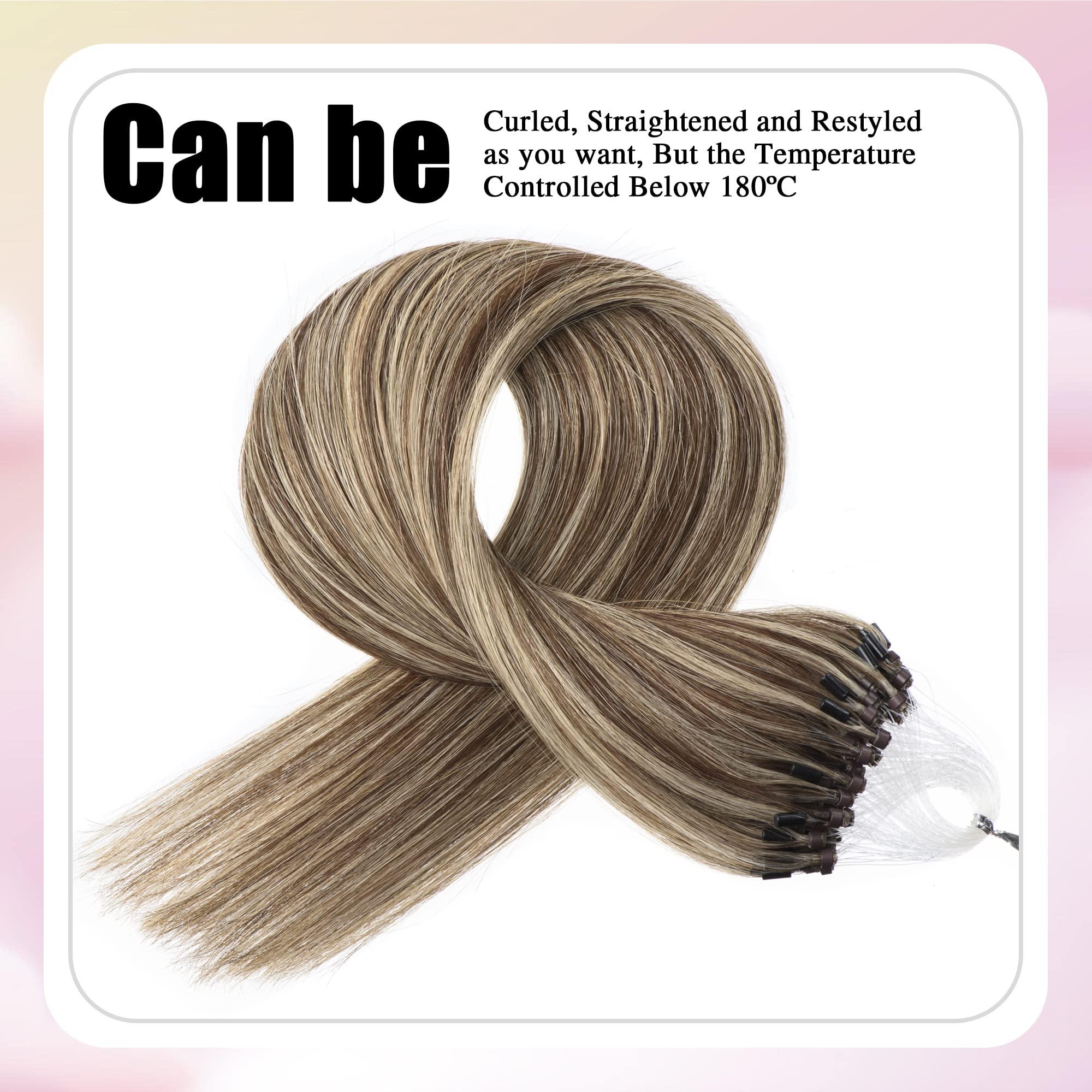 Senmy Senmy Microlink Hair Extensions Human Hair 22inch Natural Micro Loop Hair Extensions #4/613 Brown mix Blonde Micro Ring Human Hair Extensions 0.5g/strand 50g/pack Microbead Extensions Human Hair