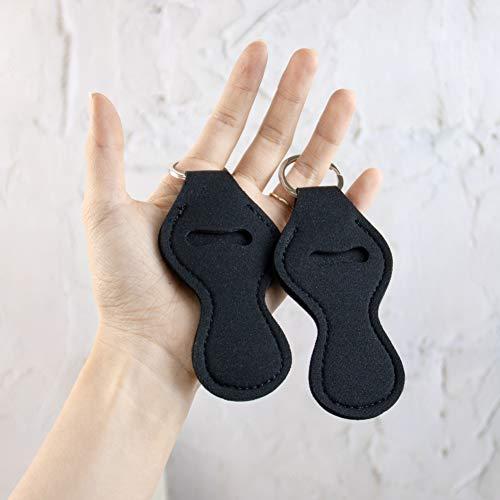 AUEAR AUEAR, Lip Balm Holder Key Ring Lanyard Lipstick ChapStick Key Chain Holders for Group of Coworkers (10 Pack, Black)